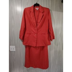 Jessica London Women's Coral Pantsuit Blazer Petite 12p Linen Blend
